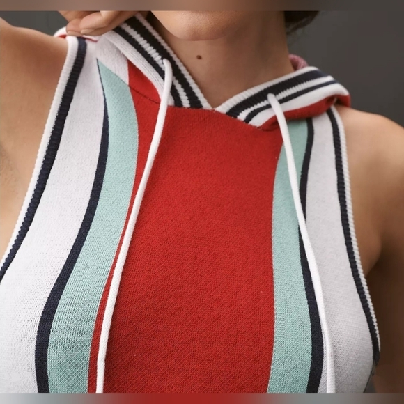 Daily Practice x Anthropologie Sleeveless Mini Dress Hoodie, Ivory & Red - Picture 4 of 7
